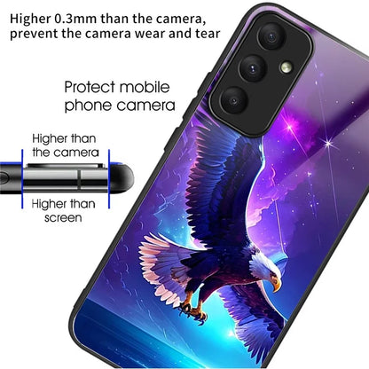 For Samsung Galaxy A05s 4G Case Tempered Glass+TPU Protective Phone Shell Pattern Design