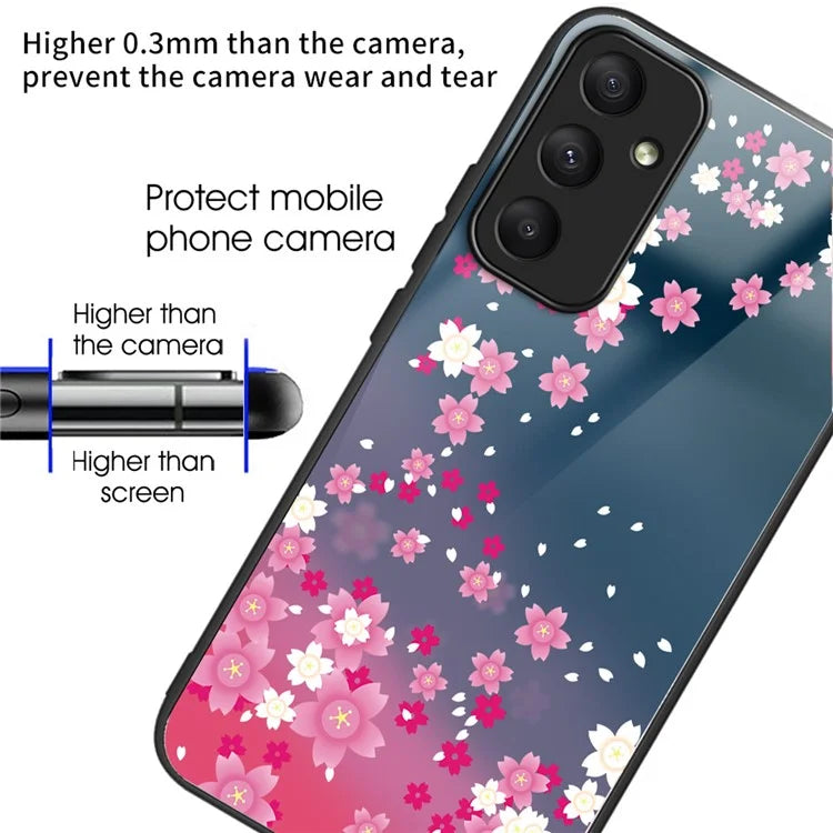 For Samsung Galaxy A05s 4G Case Tempered Glass+TPU Protective Phone Shell Pattern Design
