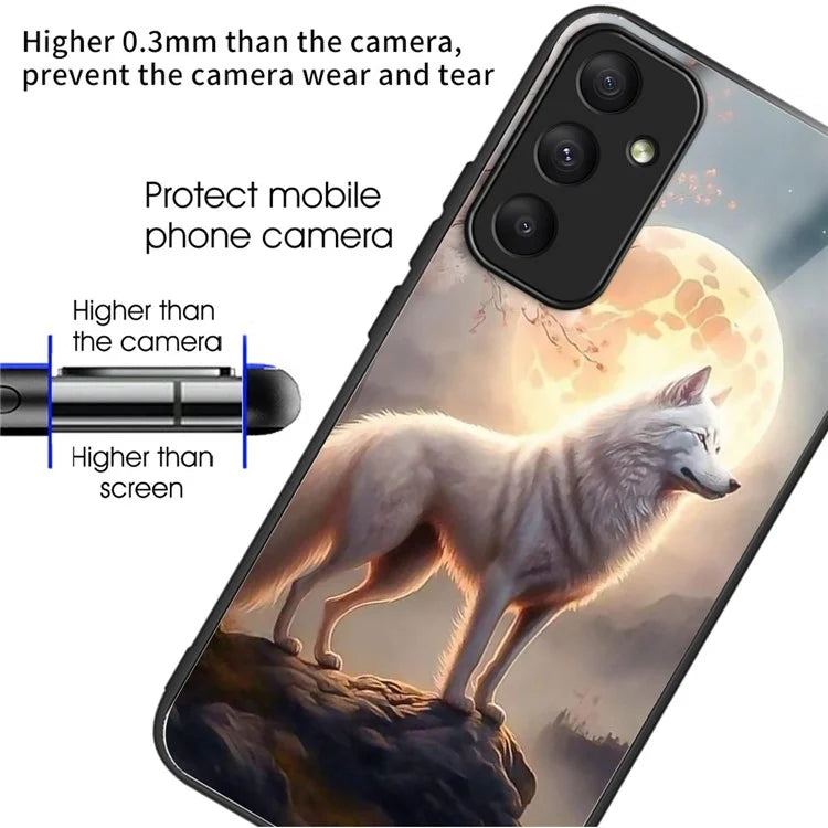 For Samsung Galaxy A05s 4G Case Tempered Glass+TPU Protective Phone Shell Pattern Design