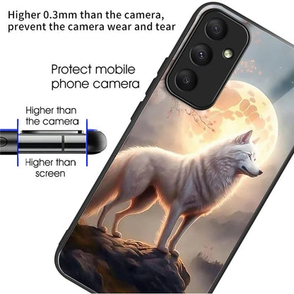 For Samsung Galaxy A05s 4G Case Tempered Glass+TPU Protective Phone Shell Pattern Design