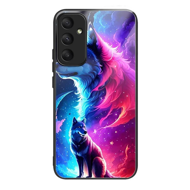 For Samsung Galaxy A05s 4G Case Tempered Glass+TPU Protective Phone Shell Pattern Design