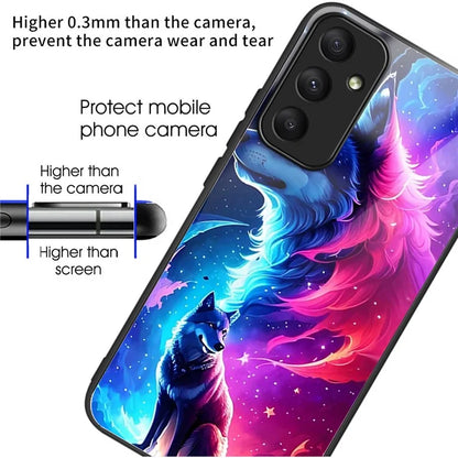 For Samsung Galaxy A05s 4G Case Tempered Glass+TPU Protective Phone Shell Pattern Design