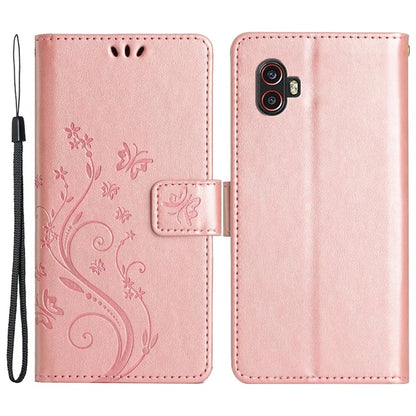 For Samsung Galaxy Xcover6 Pro 5G Wallet Phone Case Butterfly Floral Leather Flip Cover