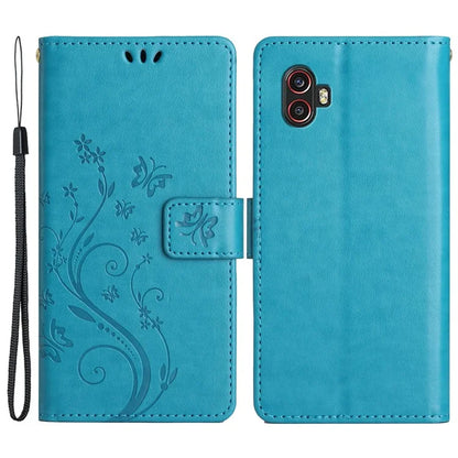 For Samsung Galaxy Xcover6 Pro 5G Wallet Phone Case Butterfly Floral Leather Flip Cover