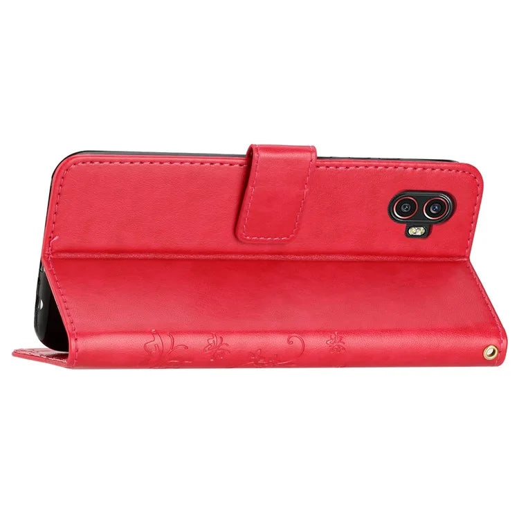 For Samsung Galaxy Xcover6 Pro 5G Wallet Phone Case Butterfly Floral Leather Flip Cover