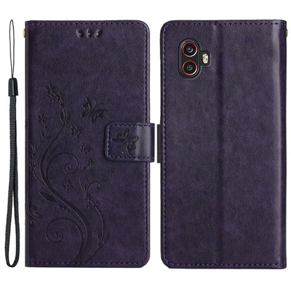 For Samsung Galaxy Xcover6 Pro 5G Wallet Phone Case Butterfly Floral Leather Flip Cover