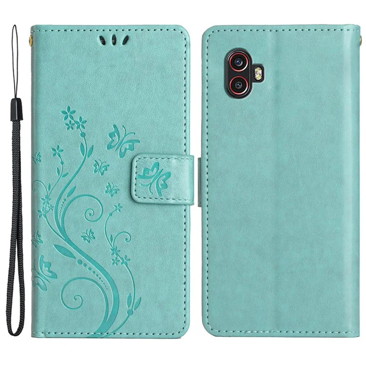 For Samsung Galaxy Xcover6 Pro 5G Wallet Phone Case Butterfly Floral Leather Flip Cover