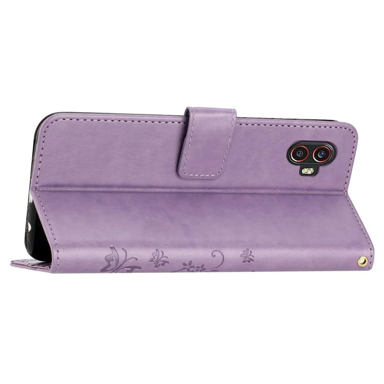 For Samsung Galaxy Xcover6 Pro 5G Wallet Phone Case Butterfly Floral Leather Flip Cover