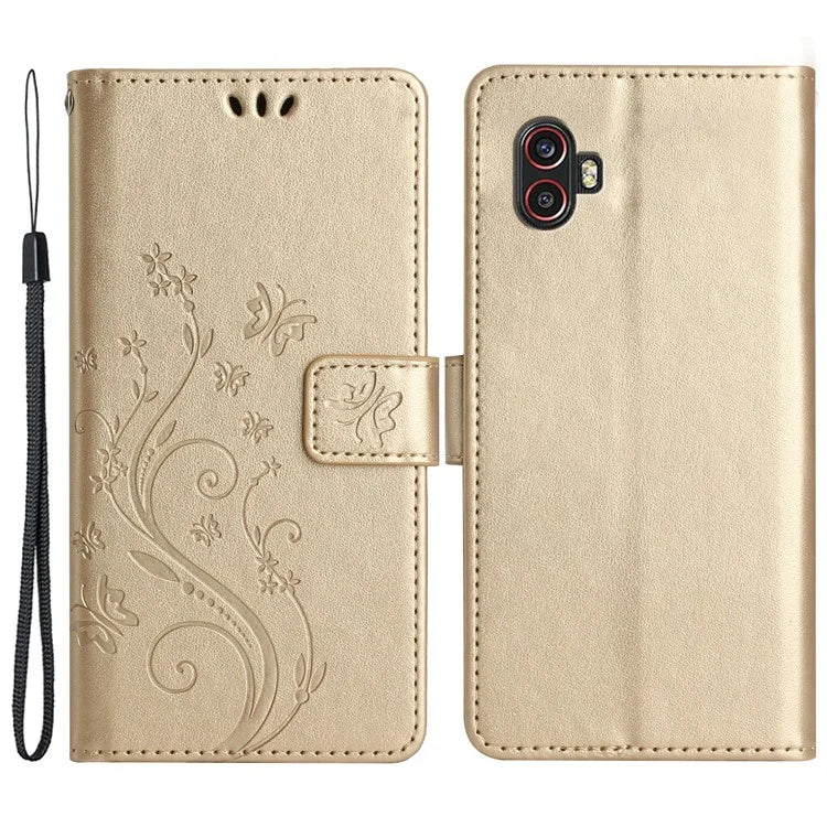 For Samsung Galaxy Xcover6 Pro 5G Wallet Phone Case Butterfly Floral Leather Flip Cover