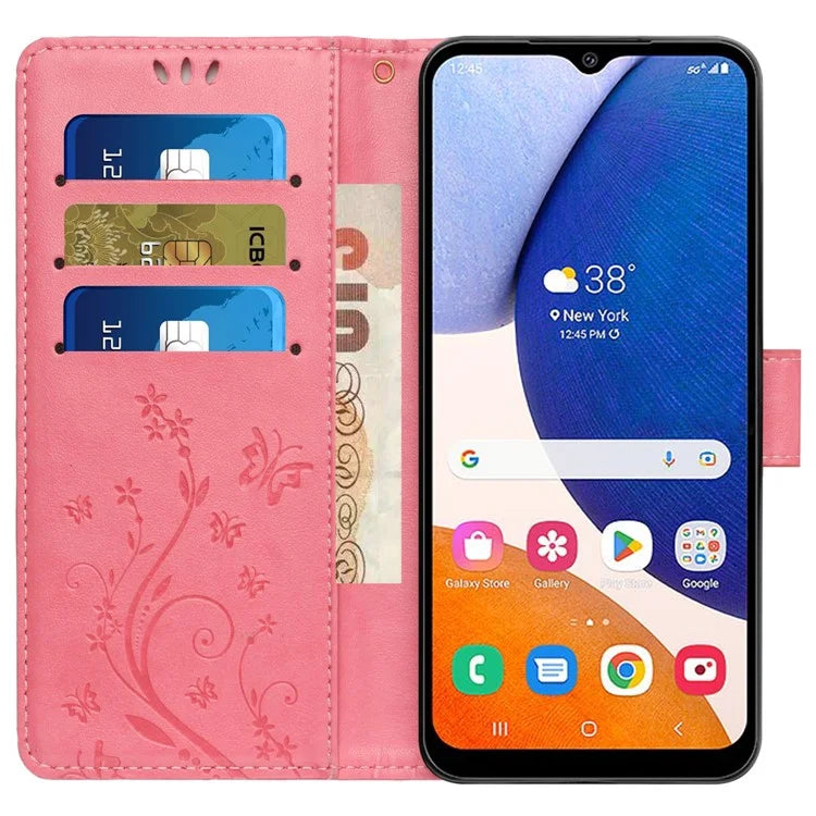 For Samsung Galaxy Xcover6 Pro 5G Wallet Phone Case Butterfly Floral Leather Flip Cover