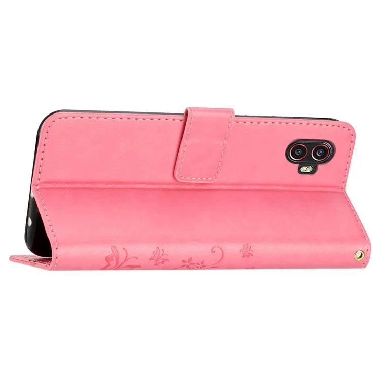 For Samsung Galaxy Xcover6 Pro 5G Wallet Phone Case Butterfly Floral Leather Flip Cover