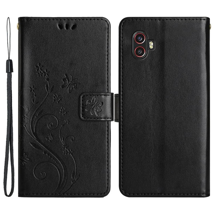 For Samsung Galaxy Xcover6 Pro 5G Wallet Phone Case Butterfly Floral Leather Flip Cover