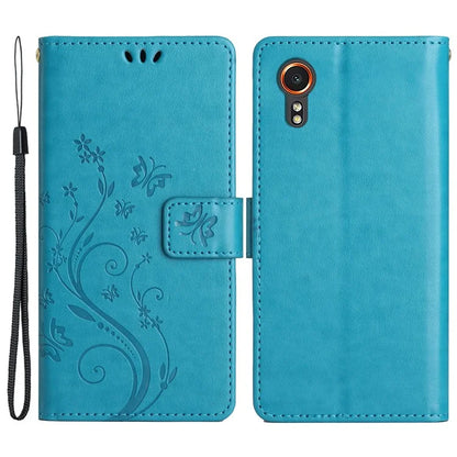 For Samsung Galaxy Xcover7 Case Leather Wallet Stand Phone Cover Butterfly Pattern