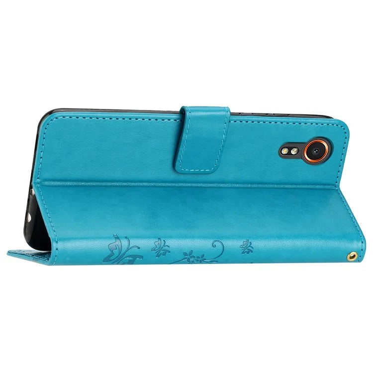 For Samsung Galaxy Xcover7 Case Leather Wallet Stand Phone Cover Butterfly Pattern