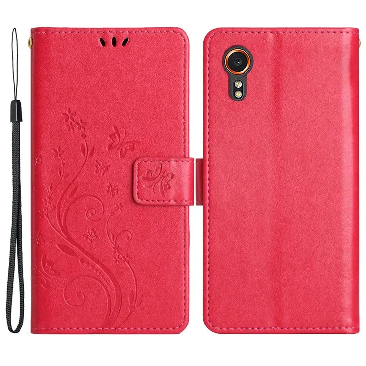 For Samsung Galaxy Xcover7 Case Leather Wallet Stand Phone Cover Butterfly Pattern