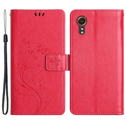 For Samsung Galaxy Xcover7 Case Leather Wallet Stand Phone Cover Butterfly Pattern