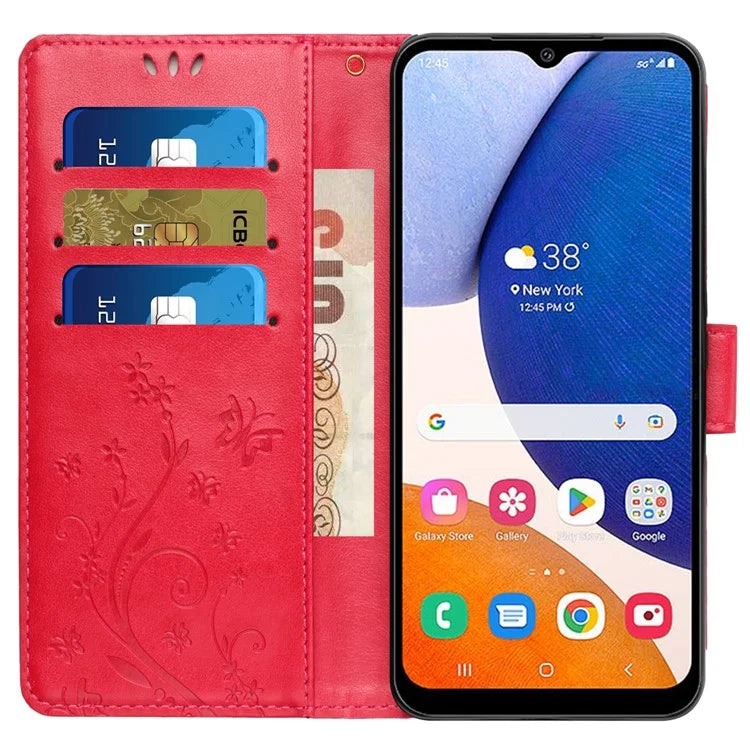 For Samsung Galaxy Xcover7 Case Leather Wallet Stand Phone Cover Butterfly Pattern