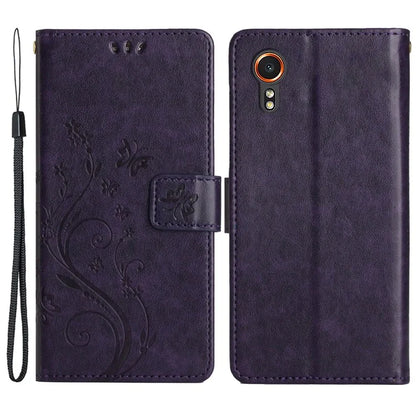 For Samsung Galaxy Xcover7 Case Leather Wallet Stand Phone Cover Butterfly Pattern