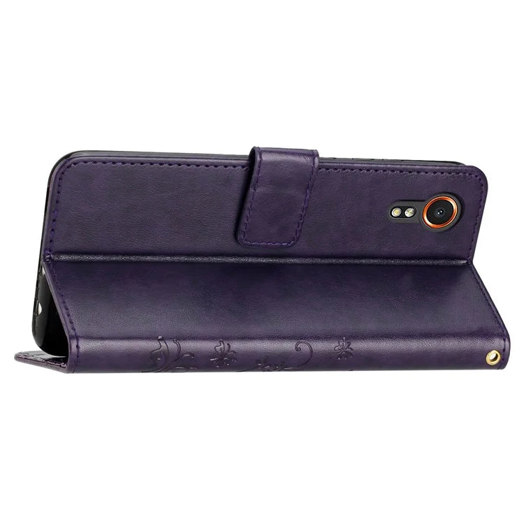 For Samsung Galaxy Xcover7 Case Leather Wallet Stand Phone Cover Butterfly Pattern