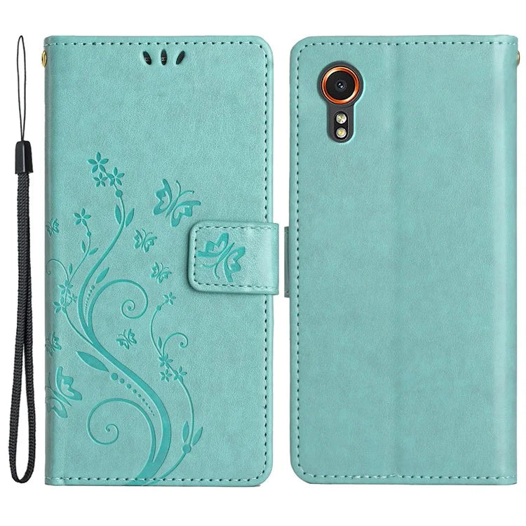 For Samsung Galaxy Xcover7 Case Leather Wallet Stand Phone Cover Butterfly Pattern