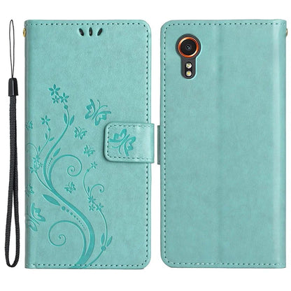 For Samsung Galaxy Xcover7 Case Leather Wallet Stand Phone Cover Butterfly Pattern
