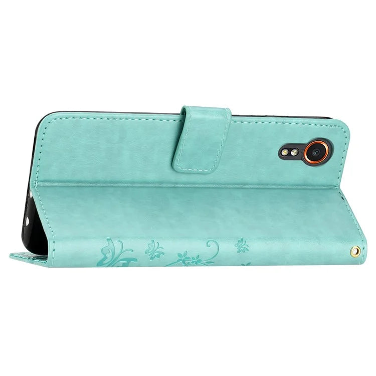 For Samsung Galaxy Xcover7 Case Leather Wallet Stand Phone Cover Butterfly Pattern