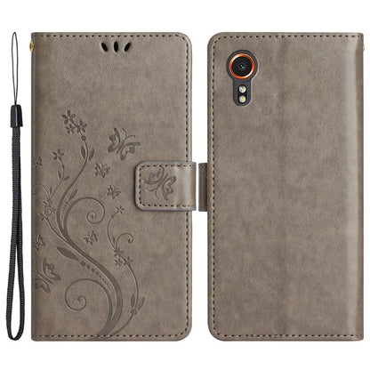 For Samsung Galaxy Xcover7 Case Leather Wallet Stand Phone Cover Butterfly Pattern