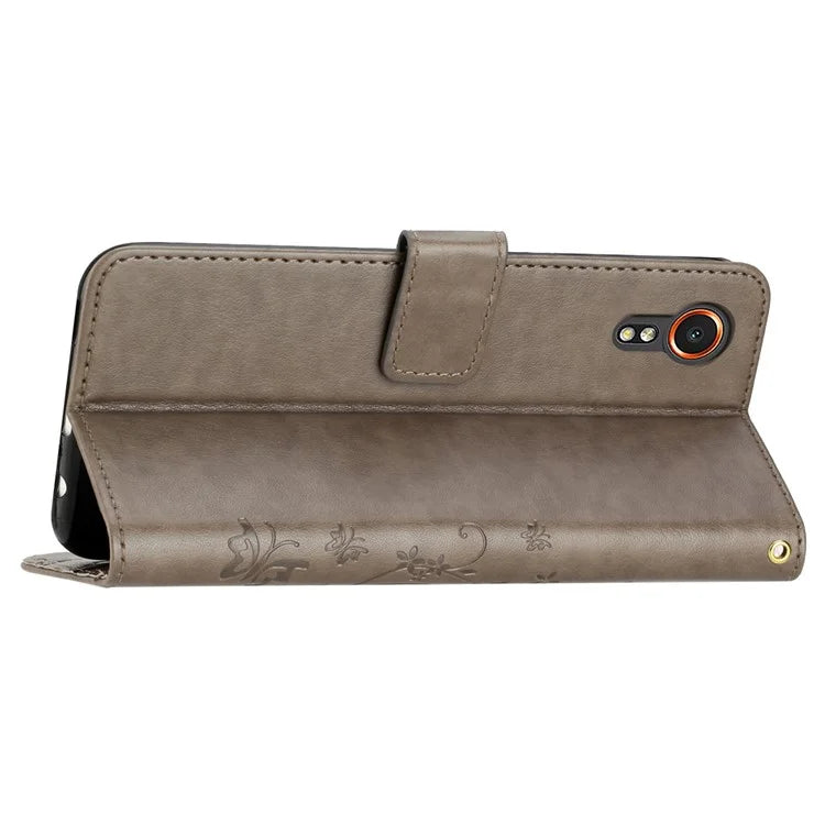 For Samsung Galaxy Xcover7 Case Leather Wallet Stand Phone Cover Butterfly Pattern