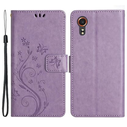 For Samsung Galaxy Xcover7 Case Leather Wallet Stand Phone Cover Butterfly Pattern