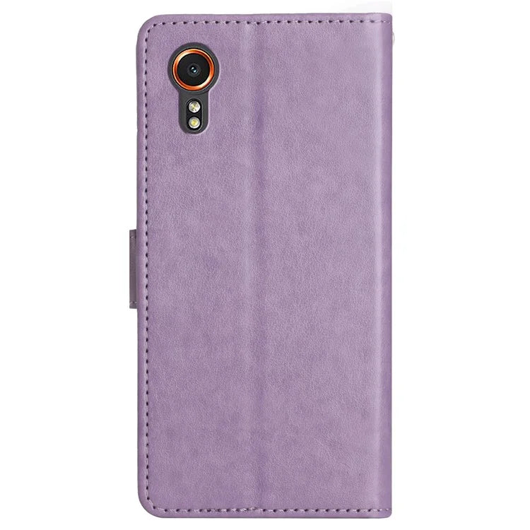 For Samsung Galaxy Xcover7 Case Leather Wallet Stand Phone Cover Butterfly Pattern