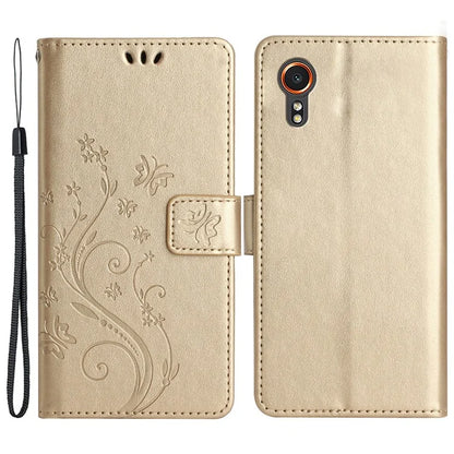 For Samsung Galaxy Xcover7 Case Leather Wallet Stand Phone Cover Butterfly Pattern