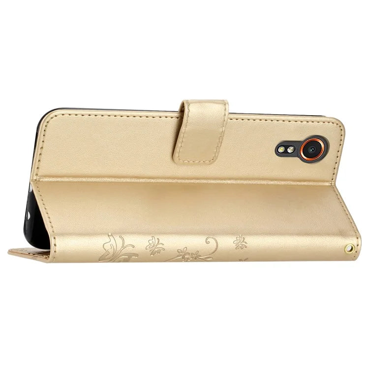 For Samsung Galaxy Xcover7 Case Leather Wallet Stand Phone Cover Butterfly Pattern