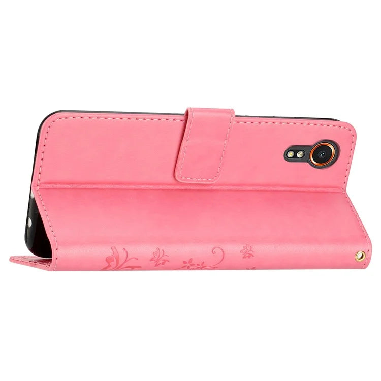 For Samsung Galaxy Xcover7 Case Leather Wallet Stand Phone Cover Butterfly Pattern