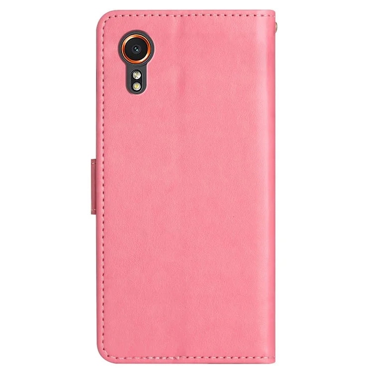 For Samsung Galaxy Xcover7 Case Leather Wallet Stand Phone Cover Butterfly Pattern