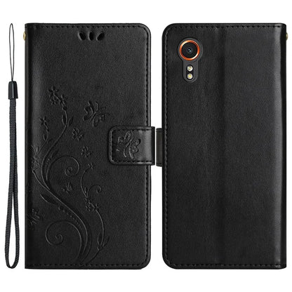 For Samsung Galaxy Xcover7 Case Leather Wallet Stand Phone Cover Butterfly Pattern