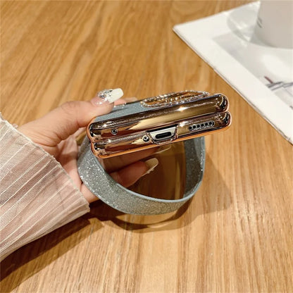 For Huawei Pocket 2 Case Glitter Electroplating Hard PC Phone Cover with Wrist Strap