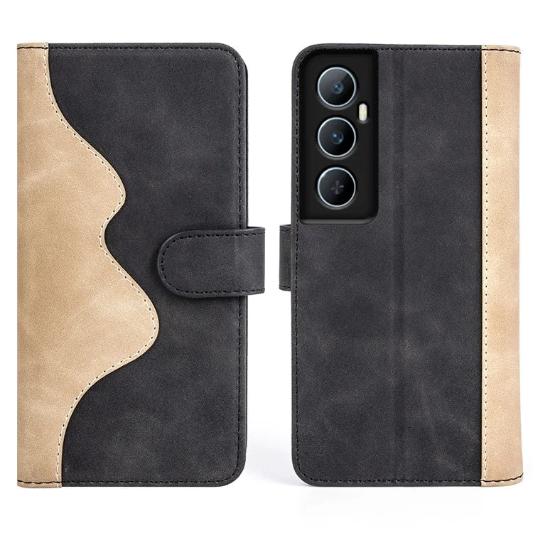 For Realme C65 4G Case Two-Color Splicing Leather Wallet Phone Cover