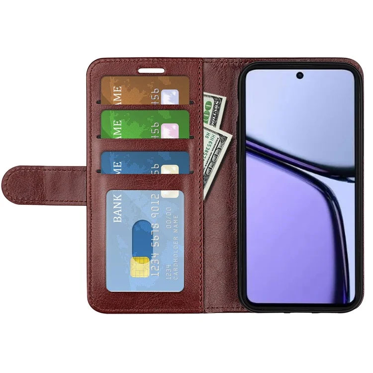 For Realme C65 4G Case Crazy Horse Texture Leather Folio Cover