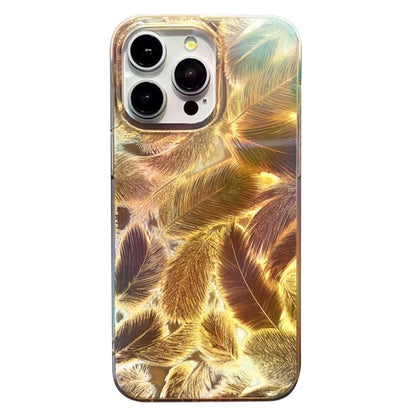 For iPhone 15 Pro Max Cell Phone Cases IMD Feather Pattern PC+TPU Drop Resistant Cover