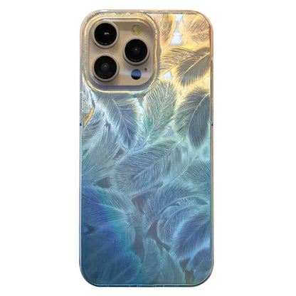 For iPhone 15 Pro Max Cell Phone Cases IMD Feather Pattern PC+TPU Drop Resistant Cover