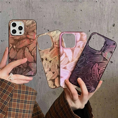 For iPhone 15 Pro Max Cell Phone Cases IMD Feather Pattern PC+TPU Drop Resistant Cover