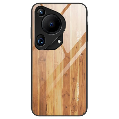 For Huawei Pura 70 Ultra Case Tempered Glass + TPU Wood Texture Phone Cover