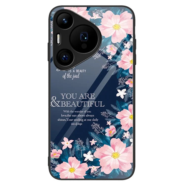 For Huawei Pura 70 Pro / Pura 70 Pro+ Case Pattern Design Tempered Glass Phone Cover