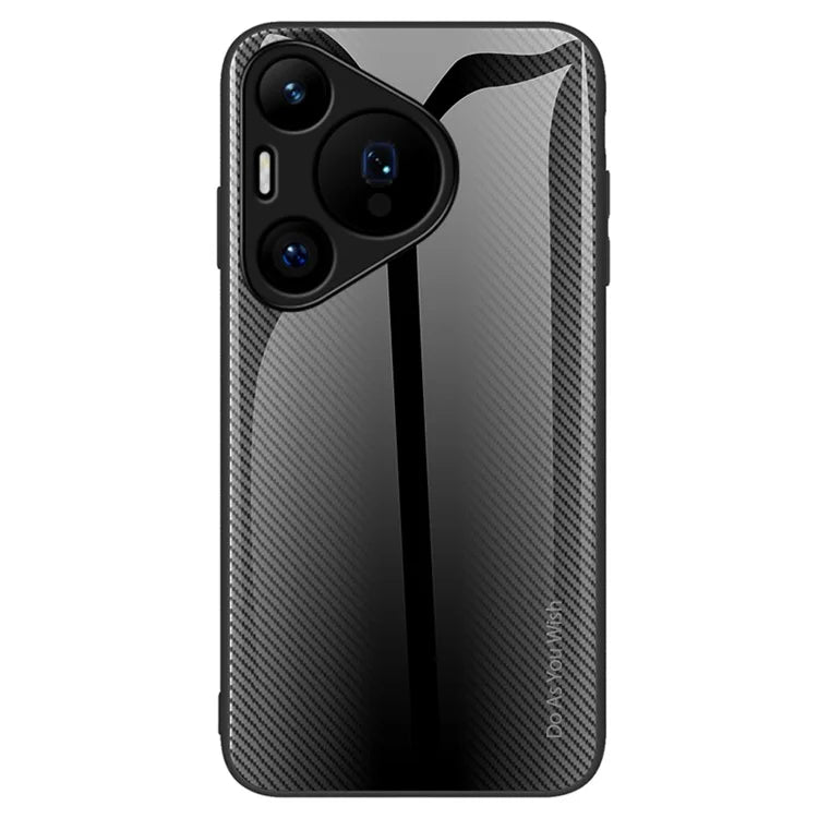 For Huawei Pura 70 Case Carbon Fiber Texture Tempered Glass Protective Shell