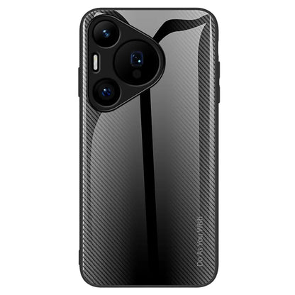 For Huawei Pura 70 Case Carbon Fiber Texture Tempered Glass Protective Shell