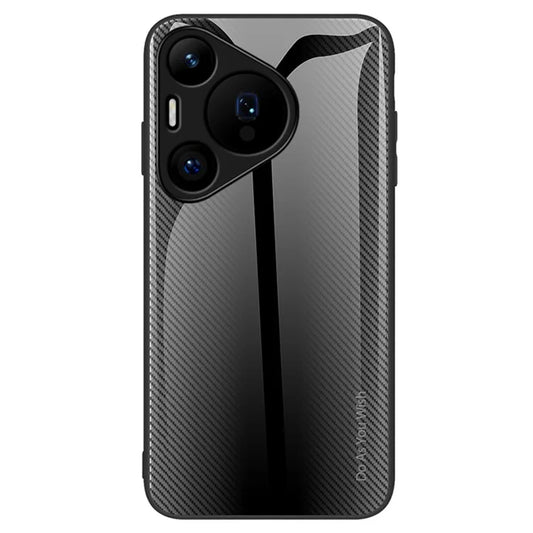For Huawei Pura 70 Case Carbon Fiber Texture Tempered Glass Protective Shell