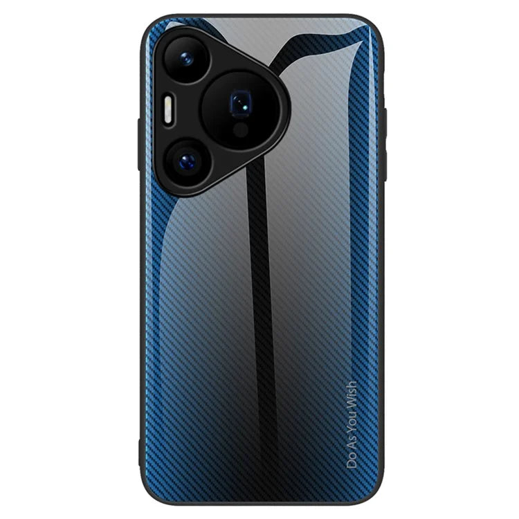 For Huawei Pura 70 Case Carbon Fiber Texture Tempered Glass Protective Shell