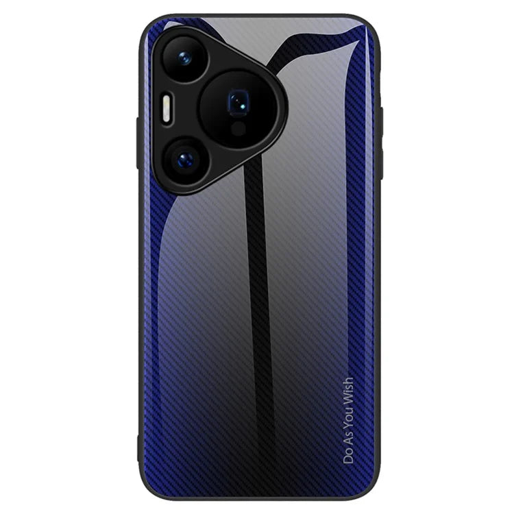 For Huawei Pura 70 Case Carbon Fiber Texture Tempered Glass Protective Shell