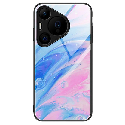 For Huawei Pura 70 Case Marble Pattern Tempered Glass+PC+TPU Phone Cover