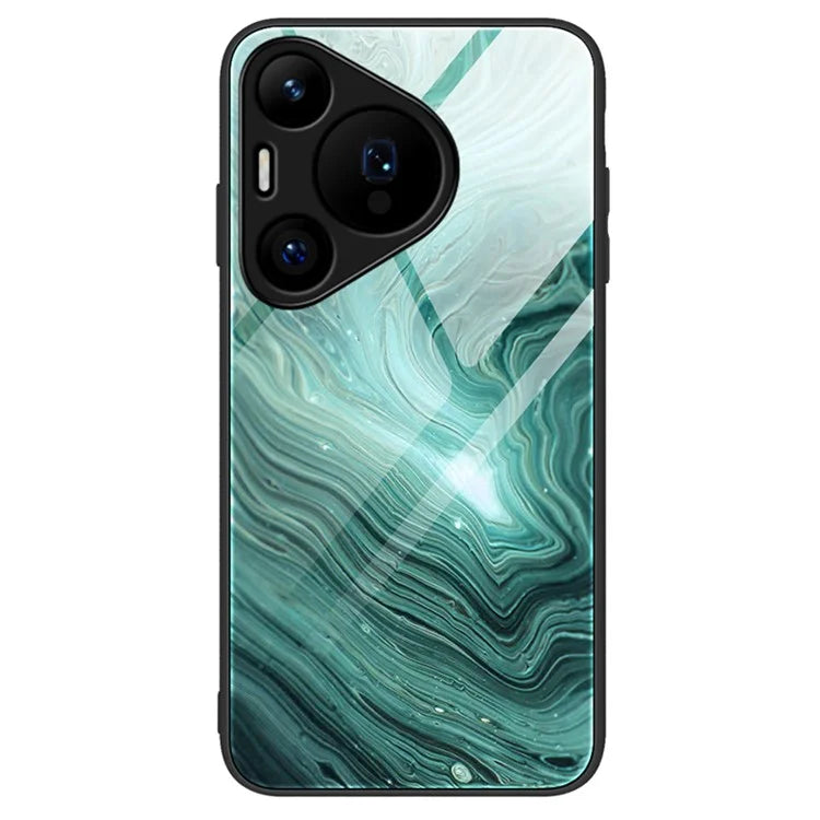 For Huawei Pura 70 Case Marble Pattern Tempered Glass+PC+TPU Phone Cover